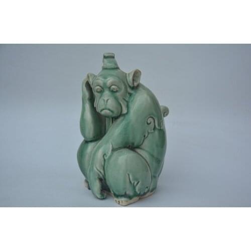 Rare Old QingDynasty porcelain mokey statue,LongQuan Kiln,with mark,Hand Painted Decoration /Collection/ crafts,Free shipping