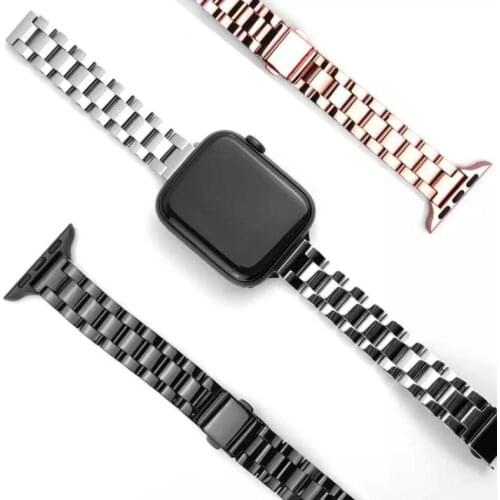 For apple watch 6 SE strap 40mm 44mm slim Stainless Steel band for iwatch series 5 4 3 38mm 42mm women Girls Bracelet Wristband