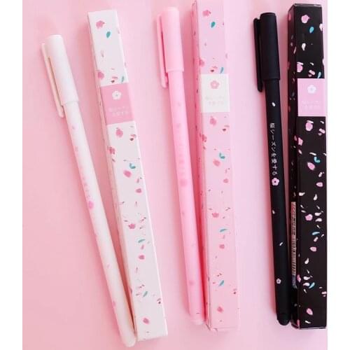 Romantic Sakura Gel Pen Rollerball Pen School Office Supply Student Stationery Signing Pen Black Ink 0.38mm