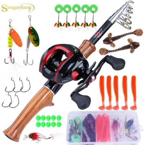 Sougayilang 1.6m Fishing Rod and Reel Combo Carbon Fiber Casting Fishing Rod and 17+1 BB 7.1:1 Gear Ratio Casting Fishing Reel