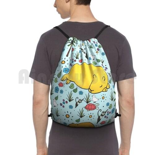 Capybaras Backpack Drawstring Bag Riding Climbing Gym Bag Capybara Capybaras Capybara Pattern Capybara Capybara Design