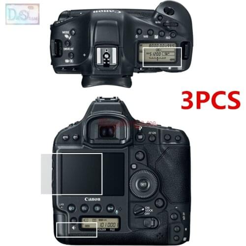 Self-adhesive Glass Main LCD Screen + Info Film Protectors Guard Cover for Canon 1DX Mark II III 1DXII 1DXIII 1DX3