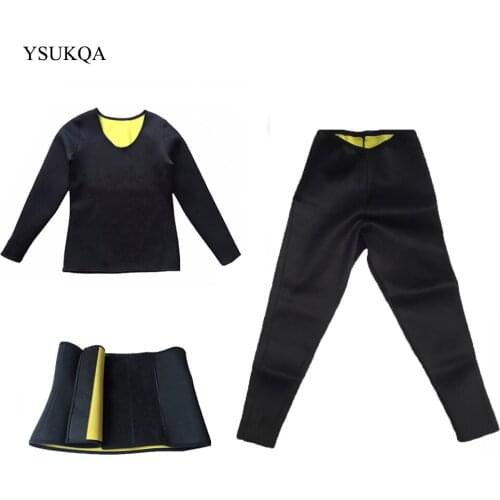 YSUKQA Shapewear Set Neoprene Slimming Pant Shirt Vest Waist-Trimmer Control Corset Weight Loss Pant