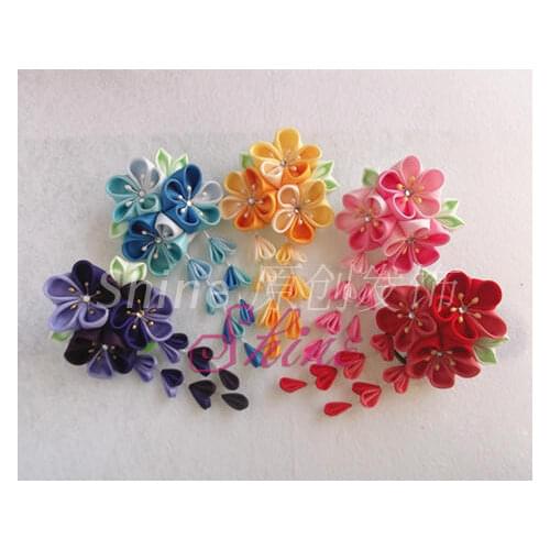 Japanese Sakura Tsumami zaiku kanzashi Hairpin Accessory Pink Red Yellow for Kimono Yukata Geisha Hair Clip Handmade Headdress