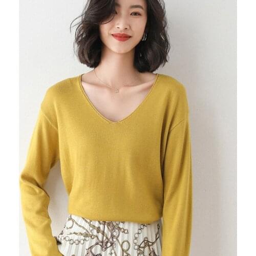 Adishree 2020 woman winter 100% Cashmere sweaters and autumn knitted Pullovers High Quality Warm Female thickening V-neck