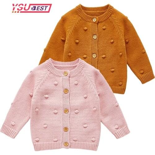 0-3Y Spring Baby Girl Hairball Knitted Sweater Cardigans Autumn Toddler Newborn Long Sleeves Jackets Children Knitted Coat Tops