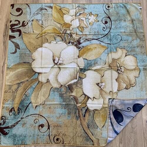 Crystal Flower Print Women Wool Blanket Scarf Shawl Women Large Square Autumn Winter Warm Wraps Poncho Cape Foulard 132*132cm