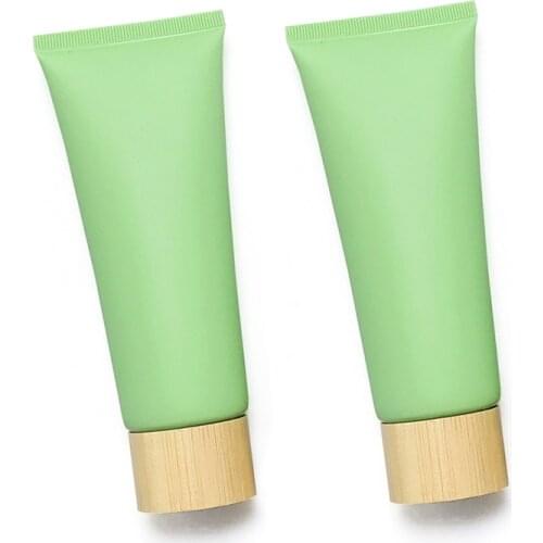 100ML X 50 Matte Green Cream Bottle,100g Empty Squeeze Soft Tube Bamboo Screw Lid, Facial Lotion Cosmetic Packaging