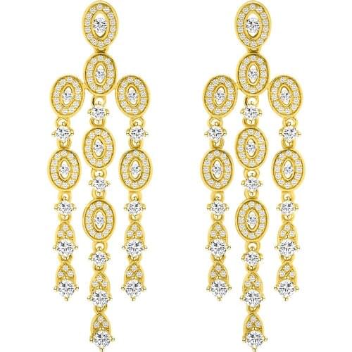 100% real 14k gold diamond drop earrings for women cute/romantiic rhinestone stud earring luxury wedding Engagement jewelry gift