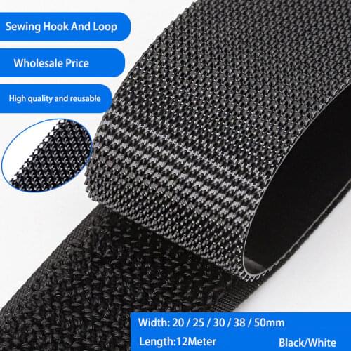 12Meters/lot High quality loop and hook Sew-on DIY Supplies adhesive fastener Magic tape couture clothing sewing Accessories