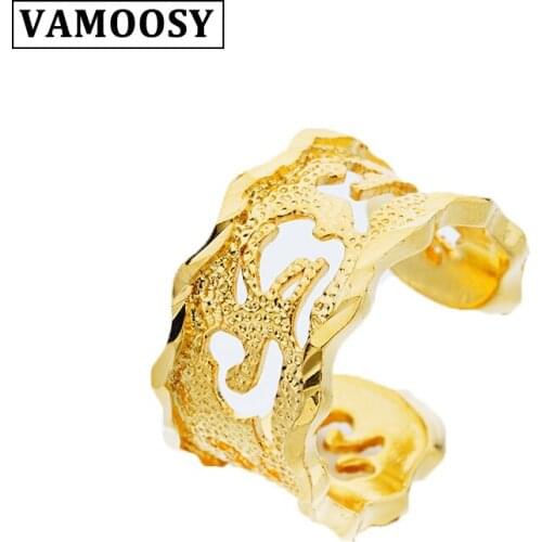 2018 New arrival Female Jewelry Women Round hollow Mantras 24k gold Rings Women Wedding open rings for women male jewelry