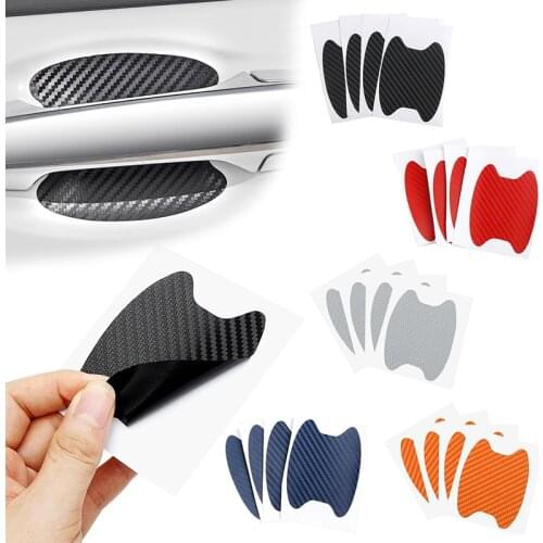 4PCS Car Door Sticker Carbon Fiber Scratches Resistant Cover Auto Handle Protection Film Exterior Styling Accessories