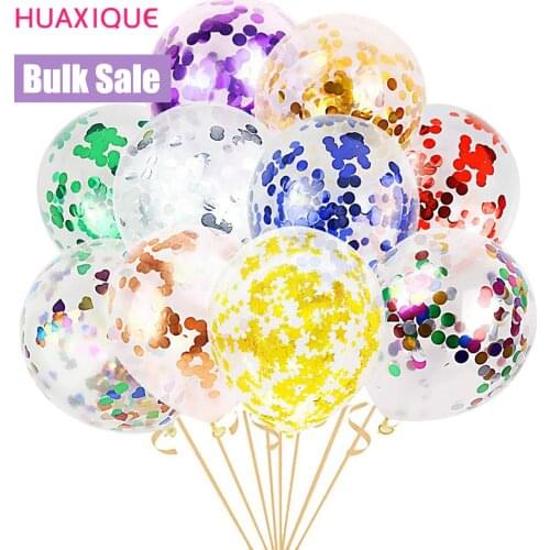 50/100pcs 12inch Confetti Latex Balloons Glitter Clear Transparent Balloons Wedding Birthdy party Decors Wholesale Bulk Sale