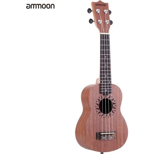 Ammoon 21" Ukulele Acoustic Sapele Ukelele 15 Fret 4 Strings Hawaii guitar High Quality Stringed Musical Instrument