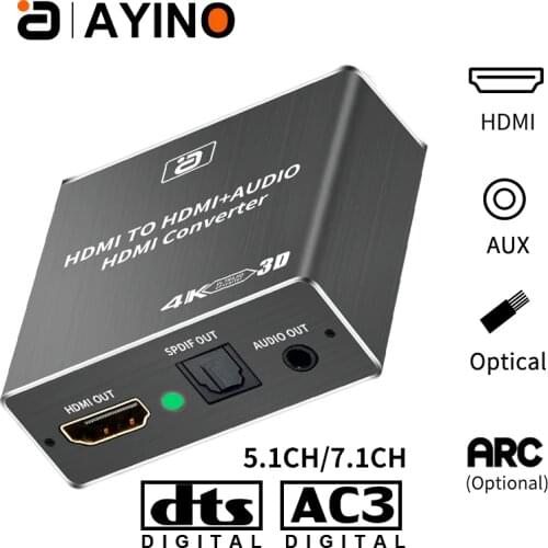 AYINO HD 1080P HDMI to HDMI Optical SPDIF RCA L/R Extractor Converter Audio Splitter Hdmi Converter Adapter for PS4 Computer HDT
