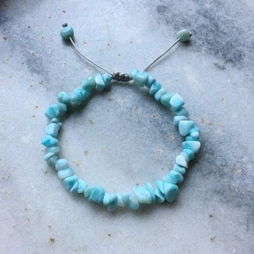 Lily Jewelry Genuine Blue Natural Larimar Bracelet chakra adjustable Bracelet for Men Women Healing Stone Good for Hair Feet