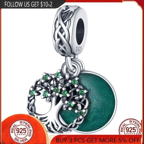 NEW 925 Sterling Silver 2021 World Tree Beads Charms Fits Original Pandora Bracelet&Bangle Making Fashion DIY Jewelry For Women