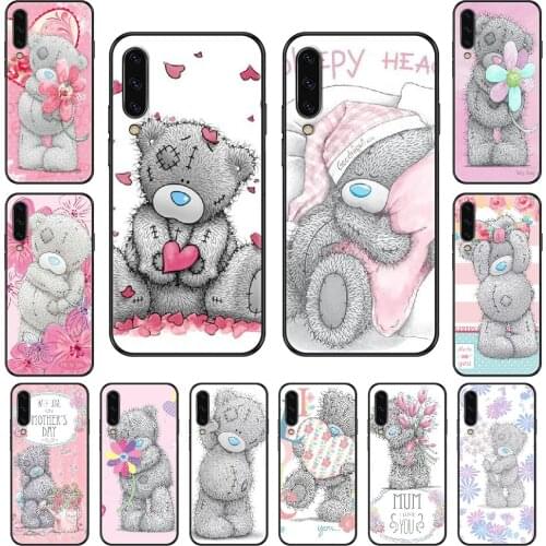 Lovely Teddy bear Phone case For Samsung Galaxy A 3 5 8 9 10 20 30 40 50 70 E S Plus 2016 2017 2018 2019 black painting cover