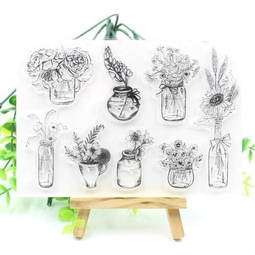 Flower Pot Transparent Clear Silicone Stamps for DIY Scrapbooking/Card Making/Kids Christmas Fun Decoration Supplies