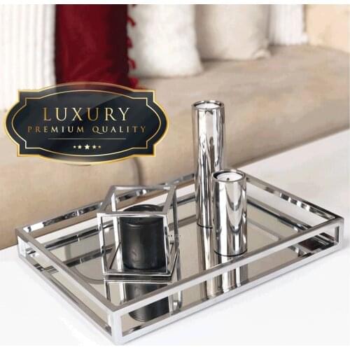 Decorative Mirrored Presentation Tray 30x40cm Silver Hot Sale Glass Storage Cosmetic Tray Hot Sale Glass Storage Cosmetic