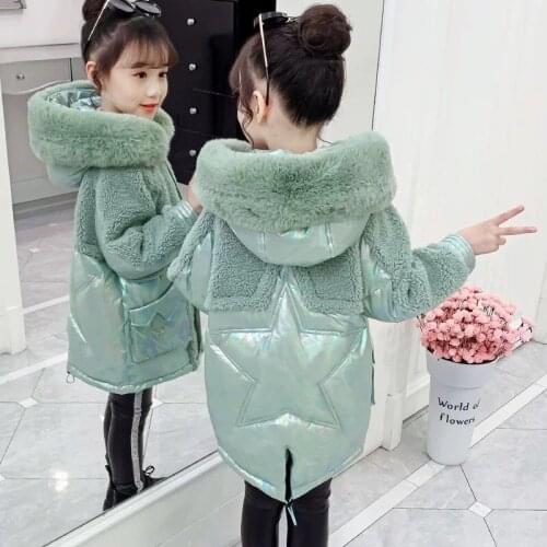 Kids Winter Clothes Girls' Winter Clothing Cotton Coat Childrens Mid-length Thick Hooded Fur Collar Jacket Waterproof Warm Jack