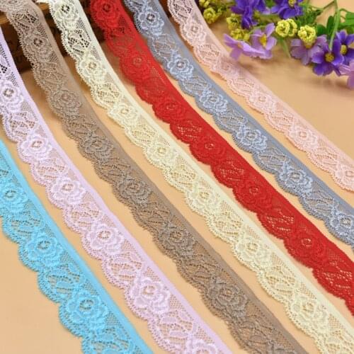 10Yards/Lot Stretch Elastic Lace Ribbon 25mm Wide White African Lace Fabric Trim Lace for Crafts Trimmings for Sewing Underwear