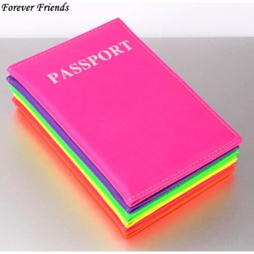 ForeverFriendsLavender fluorescent Passport Holder Cover PU Lear ID Card Fashion Travel passport Covers passport credit Case