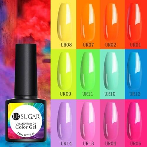 UR SUGAR Neon Color Gel Polish Fluorescent Glow In Dark Nail Gel Polish Semi Permanent Soak Off UV LED Gel Varnish for Nail Art
