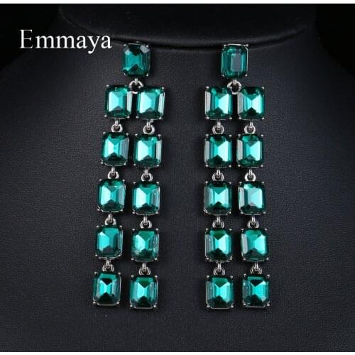 EMMAYA simplicity Square Arrange Stone Classic Pendant For Girls And Women Attractive Green Earrings In Party