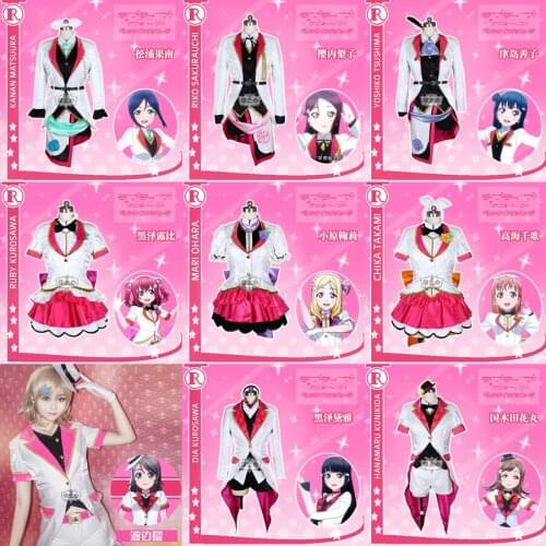 Collection!Anime Lovelive Sunshine!!Aqours ep.13th All 9 Figures You Kanan SJ Uniform Dress Halloween Cosplay Costume For Women