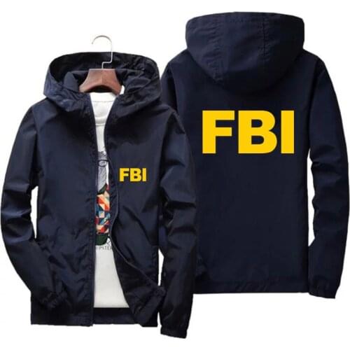 Mens United States Fbi Shield Bomber Jacket Windbreaker Skin Cycling Hooded Windbreaker Zipper Oversized Clothes Coat Parkas XL