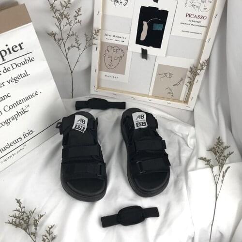 2021 summer new style Roman sandals female students fashion all-match thick-soled sports beach shoes