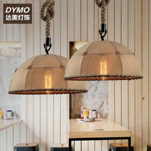 Industrial style retro hemp rope cover chandelier loft creative personality barber clothing store restaurant decoration lamp