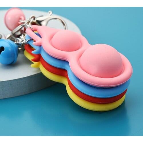 Stress Relief Mini Push Pop Bubble Fidget Toys Packs Keychain for Autistic Children Kids Toddlers Adults Keychain Charms