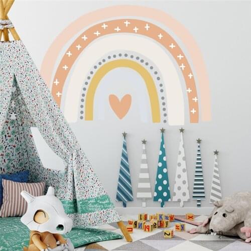 Cartoon Rainbow Wall Stickers for Kids Room Nursery Decoration Decals Mural Baby Bedroom Living Room Wall Decoration