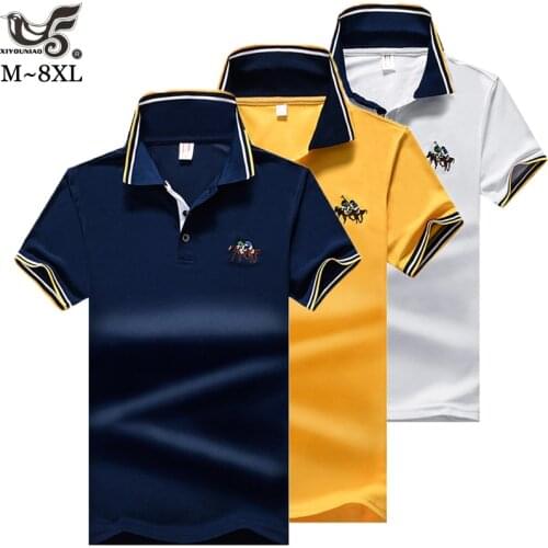 Polo Men Shirt Mens Short Sleeve Solid Shirts Camisa Polos Masculina Casual Plus size M~7XL 8XL Brand Tops Tees