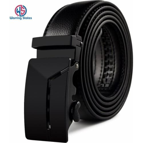 Warring States Genuine Leather Belt Men High Quality Top Luxury Men Automatic Buckle Belts Waist Belt Men Free Shipping 3.5 Cm