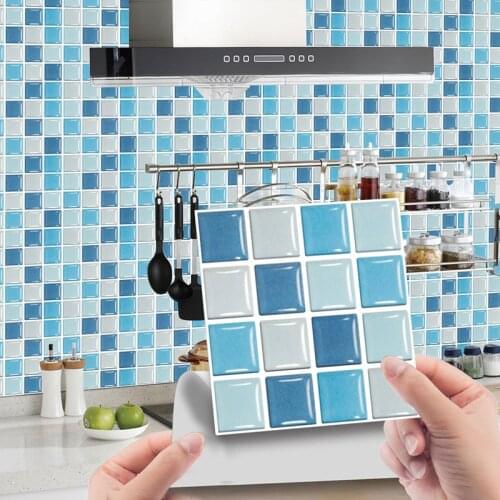 10pcs Acrylic Tiles Sticker 3D Crystal Mosaic Tile Self-adhesive Wall Stickers Waterproof Stitching Wall Decor Classic Wallpaper