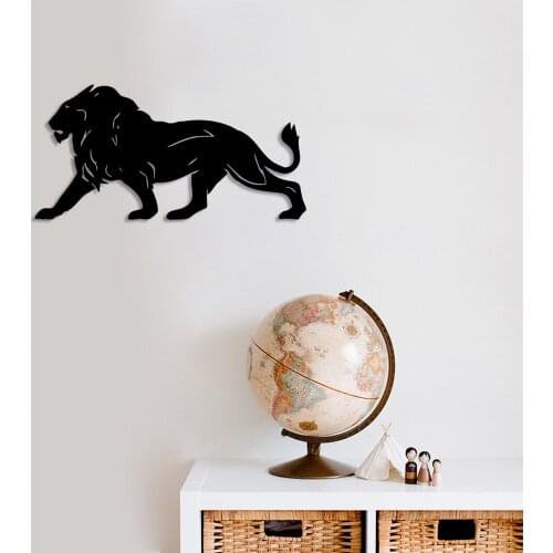 Brave Walking Lion Wall Room Home Accessory Wooden Table 50x25cm