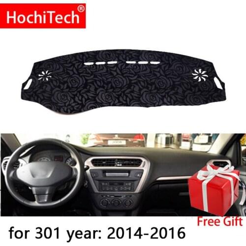 Rose Pattern Non-slip Dashmat Dash Mat Dashboard Cover Pad Cover Carpet Car Sticker for peugeot 301 2014 2015-2018 Car Styling
