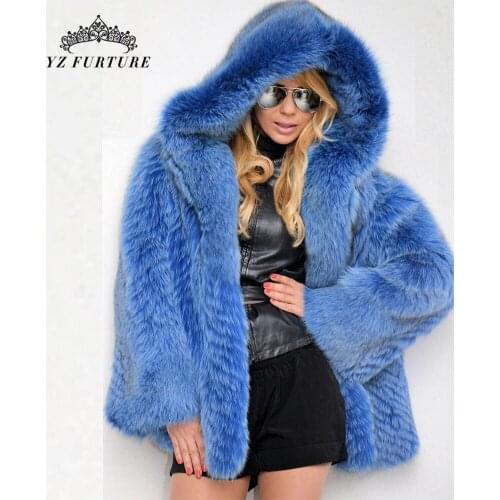 2020new style real fur coat Hood natural fur jacket female winter warm leather fox fur coat high quality fur vest Drop shipping