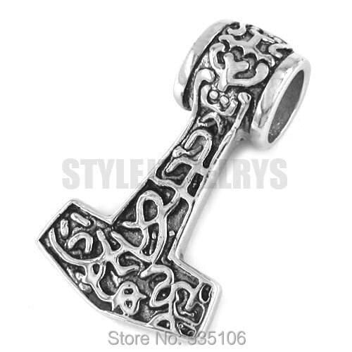 Wholesale Myth Thors Hammer Pendant Stainless Steel Jewelry Norse Viking Axe Celtic Knot Biker Men Pendant SWP0270