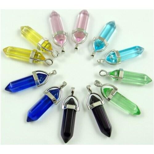 Natural Stone pendulum tiger eye Turquoises Quartz Crystal charm pendant for diy Jewelry making necklace Accessories10pcs