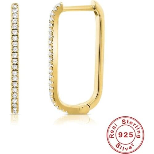 Aide Personalized 2020 NEW U-Shaped Micro-Inlaid Zircon S925 Sterling Silver Hoops Earrings Prevent Allergy Fashion Fine Jewelry