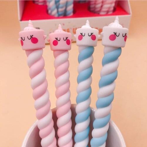 24 pcs/lot Creative Cake Unicorn Gel Pen Cute 0.5mm black Ink Signature Pens Promotional Gift Office School Supplies