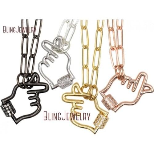 Hand Pendant Necklace Screw Clasp Necklace Carabiner Lock Necklace Gold Filled Paper Clip Chain Necklace NM32826