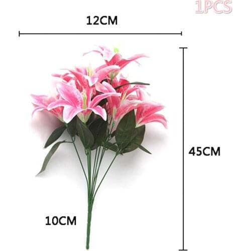 Silk flower artificial lily European style multicolor fake bride flower bouquet wedding family party decoration DIY