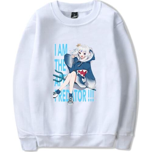 2021 Gawr Gura Little Shark O-neck Sweatshirt Harajuku Streetwear Printed Stylish Outwear Round Collar Pullovers Clothes