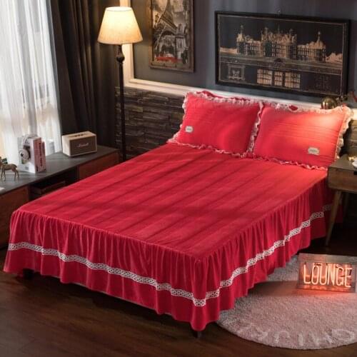 Thickened warm baby velvet Bedspread Fitted Sheet Pillowcases 2/3pcs Pure color Luxury Bedding