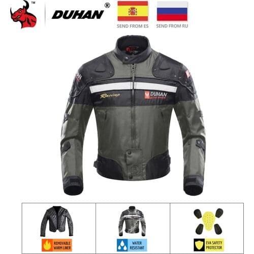 DUHAN Windproof Motorcycle Racing Suit Protective Gear Armor Motorcycle Jacket+Motorcycle Pants Hip Protector Moto Clothing Set